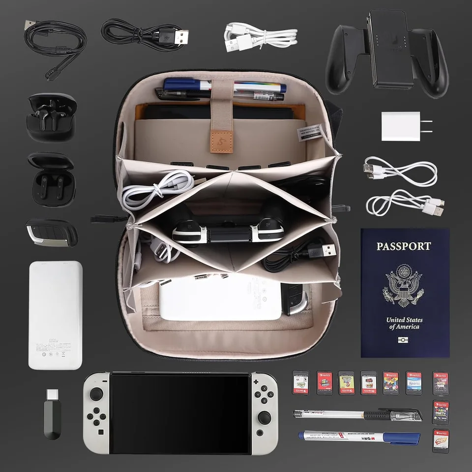 Black Plus organizer open with segmented storage